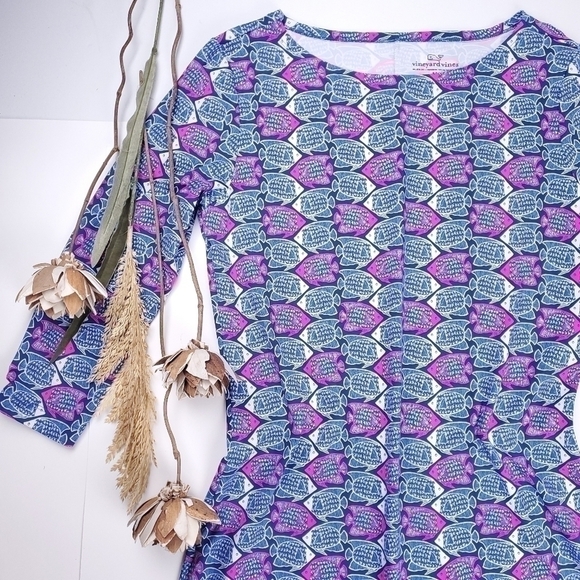 New Vineyard Vines Blue Fish Micro Nylon Dress M - Picture 12 of 12